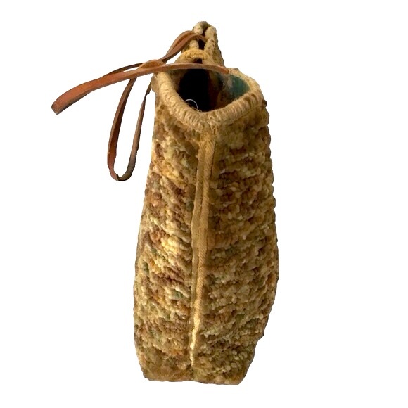 VTG 60-70s Carpet Bag Large Retro Tote Purse with / Leather Handles Rare - Picture 4 of 12